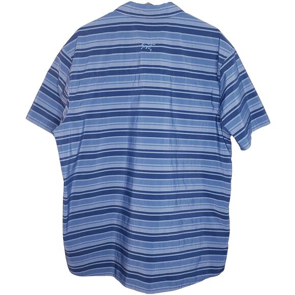 ARC'TERYX Men's Size XL BROHM Striped SS Button Up Shirt Blue Cotton Blend - Picture 3 of 10